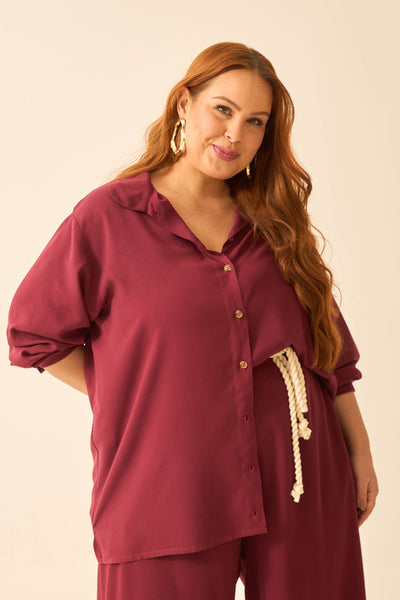 BLUSA SOCIAL COM BOTÕES VISCOSE LISA CABERNET