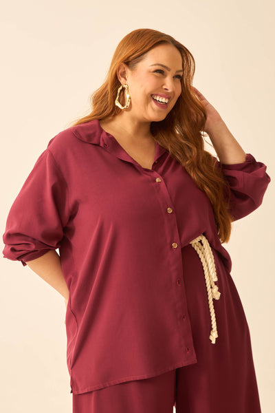 BLUSA SOCIAL COM BOTÕES VISCOSE LISA CABERNET