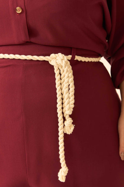 CALÇA RETA COM CADARÇO VISCOSE LISA CABERNET