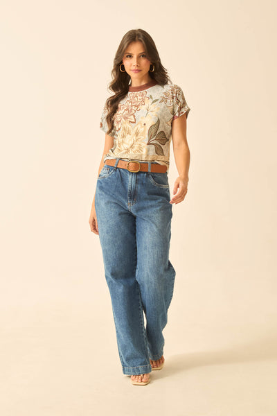BLUSA COM MANGA JAPONESA E GOLA JARDINS II