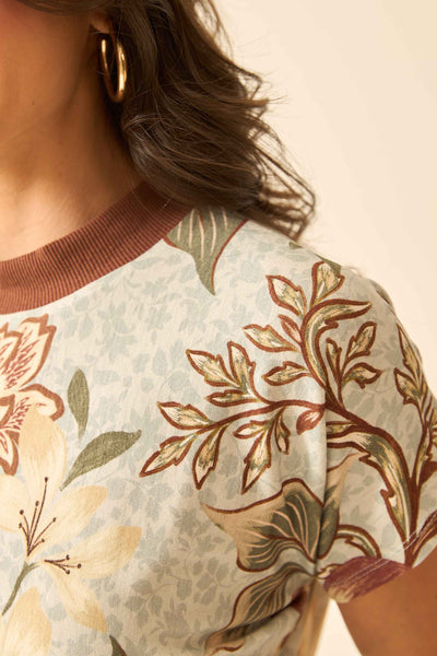 BLUSA COM MANGA JAPONESA E GOLA JARDINS II