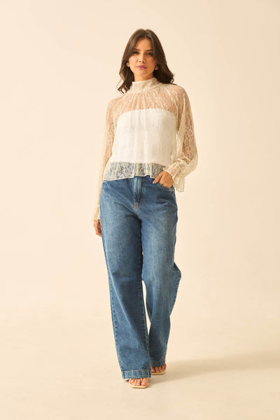 BLUSA COM AMARRAÇÃO RENDA FLORENÇA OFF