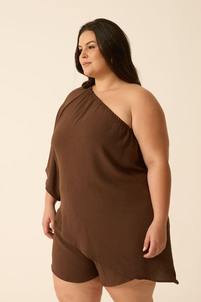 BLUSA UM OMBRO SÓ ASSIMÉTRICA DUNA TRUFA