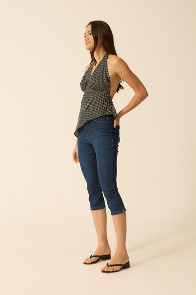 CALÇA CORSÁRIO JEANS ESCURO