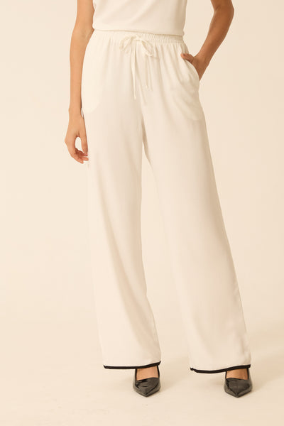 CONJUNTO CALÇA + BLUSA ASSIMÉTRICA BICOLOR TWILL OFF