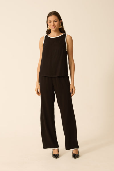CONJUNTO CALÇA + REGATA BICOLOR TWILL PRETO