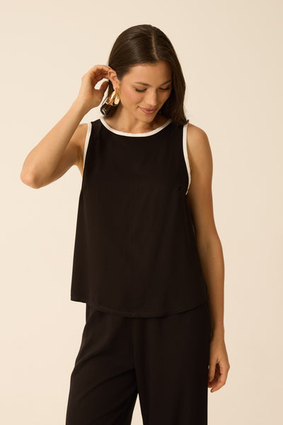 CONJUNTO CALÇA + REGATA BICOLOR TWILL PRETO