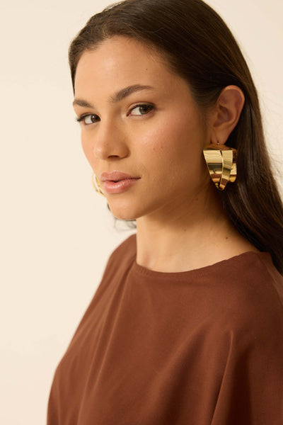 ARGOLA DUPLA ENTRELAÇADA DOURADO