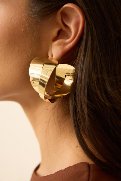 ARGOLA DUPLA ENTRELAÇADA DOURADO