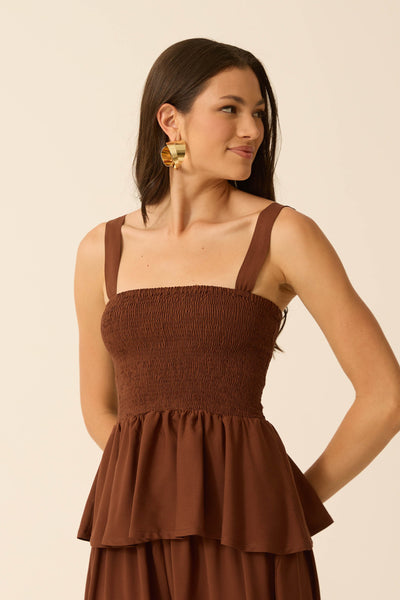 CONJUNTO CALÇA ALADIM + BLUSA PEPLUM MARROM