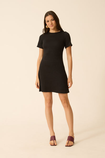 VESTIDO CURTO MALHA ONDAS PRETO