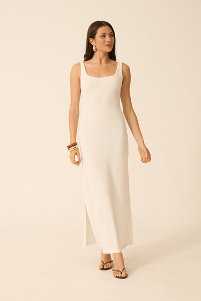 VESTIDO LONGO COM DECOTE U MALHA ONDAS OFF