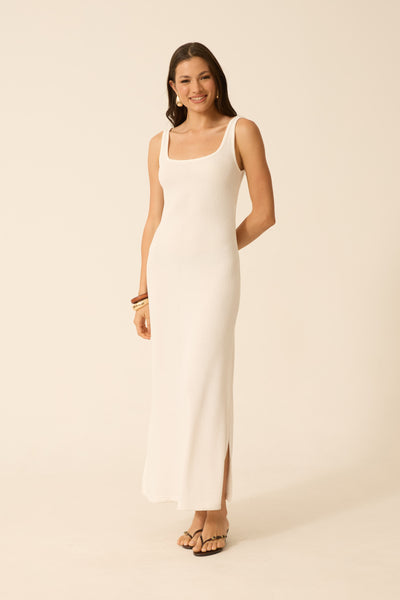 VESTIDO LONGO COM DECOTE U MALHA ONDAS OFF