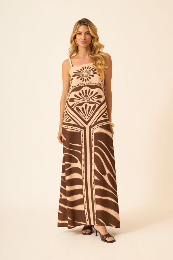 VESTIDO LONGO COM AMARRAÇÃO SAVANA