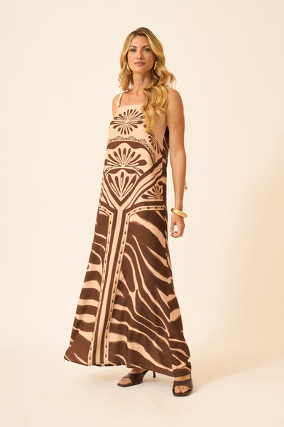 VESTIDO LONGO COM AMARRAÇÃO SAVANA