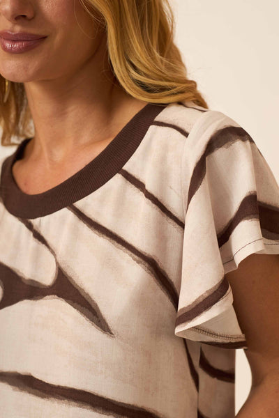 BLUSA COM MANGA CURTA E GOLA DE RIBANA ZEBRA OFF