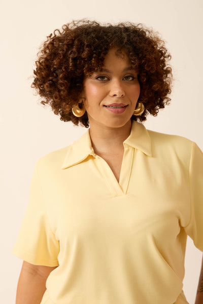 BLUSA POLO MODAL GENEBRA AMARELO MANTEIGA