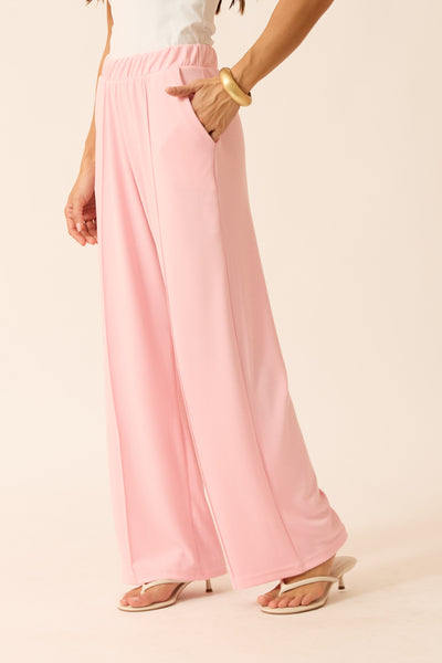 CALÇA RETA COM BOLSO MODAL GENEBRA ROSA BALLET