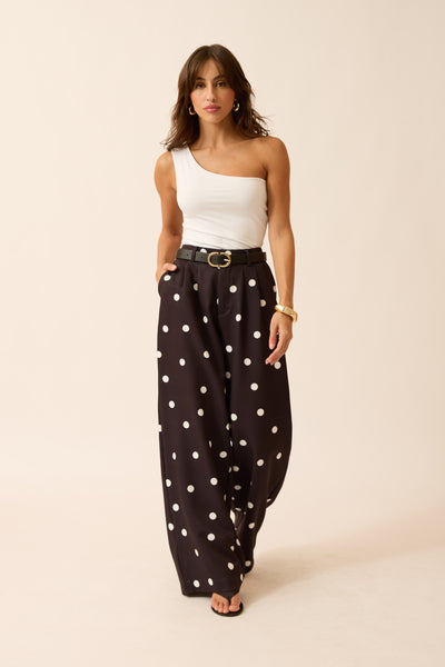 CALÇA ALFAIATARIA LIZ POÁ PRETO E BRANCO