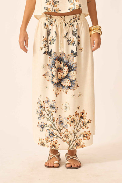 SAIA MIDI COM CADARÇO FLOR DE AREIA