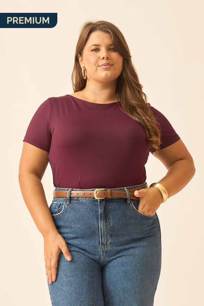 BLUSA COM DECOTE REDONDO POLIAMIDA FIGO