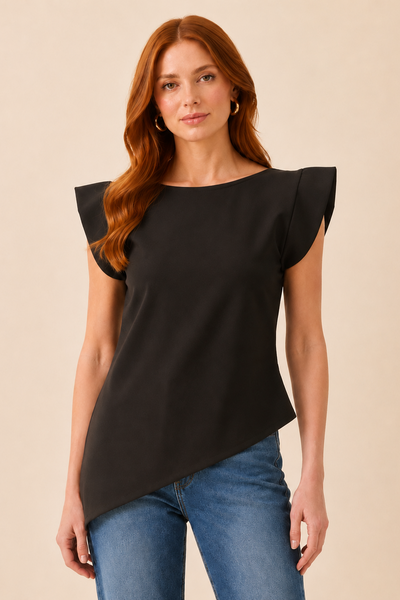 BLUSA ASSIMÉTRICA ALFAIATARIA NY PRETO