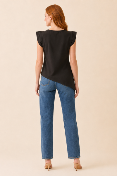 BLUSA ASSIMÉTRICA ALFAIATARIA NY PRETO